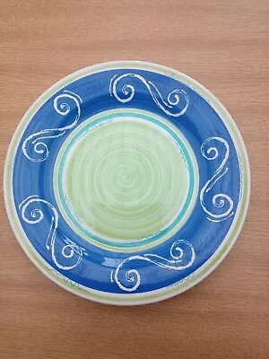 Buy  Jeff Banks Ports Of Call Hand Painted 10  Dinner Plates Blue Green Spin Wash X9 • 80£