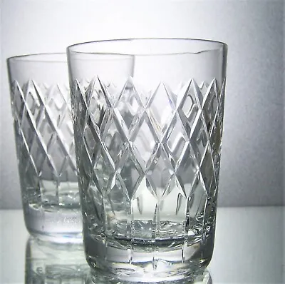 Buy Pair Smaller Sized Lead Crystal Cut Glass Whisky Tumblers - 8.5 Cm • 10£