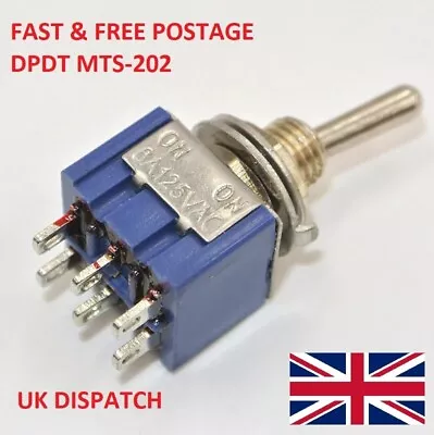 Buy 1-100 MTS-202 Mini Toggle Switch DPDT 6-Pin ON/ON 6A 125V 2 Position • 34.95£