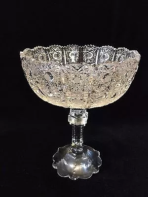Buy Bohemian Hand Cut Crystal Art Glass Footed Bowl, 7 1/2  Tall X 6  Diameter • 288.14£