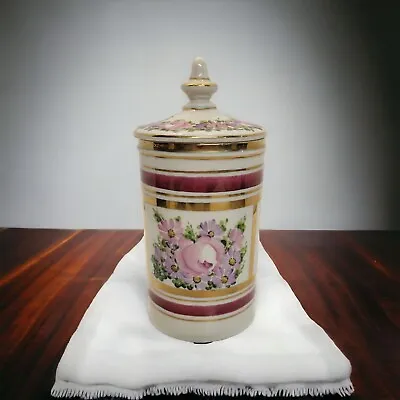 Buy Vintage Fenton Charleton Hand Decorated Painted Rose Apothecary Biscuit Jar • 71.15£