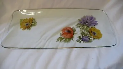 Buy Vintage Chance Glass Serving Platter Tray Rectangular Poppy Decoration • 4.99£