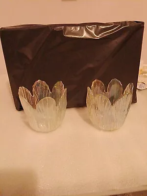 Buy Irredescent Pair Of Glass Tea Light Holders • 4£