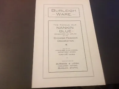 Buy Burgess & Leigh 1913  Burleigh Ware Nankin Blue Leaflet • 19.99£