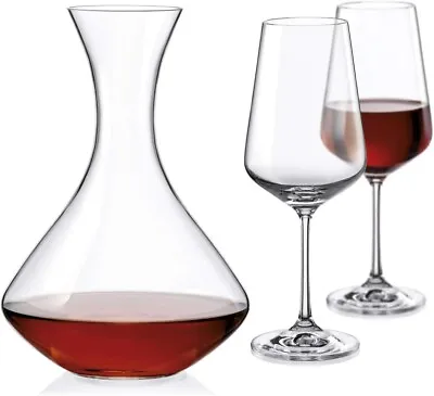 Buy Bohemia Crystal Sandra 3 Piece Set, Decanter And 2 Wine Glasses • 19.99£