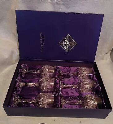 Buy 6x Edinburgh Crystal Glass Ness Cut Pattern Wine Glasses  Boxed • 75£