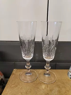 Buy Vintage Pair Edinburgh Crystal His And Hers Golf Etched Champagne Flutes. Signed • 39£