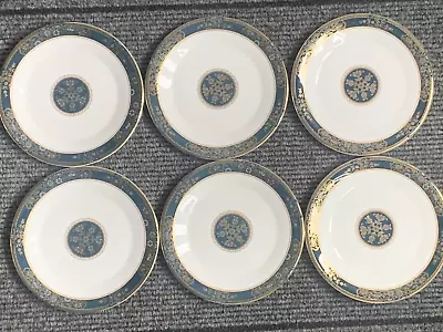 Buy 6x Royal Doulton Carlyle Teal Band Blue Flowers & Leaves H5018 Salad Plates 8.5  • 30£