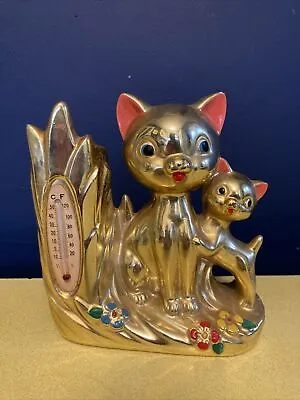 Buy Vintage Gold Japanese 50s Kitsch Mid Century Cat Thermometer Retro  • 6.99£