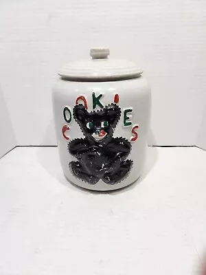Buy Old Vintage 1930s Stoneware Cookie Jar With Black Bear And  Cookie  Image 9.5  • 80.16£