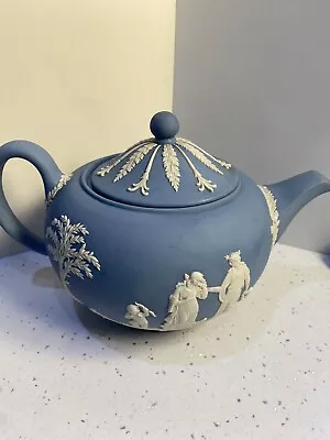 Buy Wedgewood Pale Blue Jasperware Teapot Vintage • 24.99£