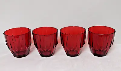 Buy Set Of 4 Circleware Red Diamond Red 11 Oz Glassware /Lowball  Drinking Glasses • 26.95£