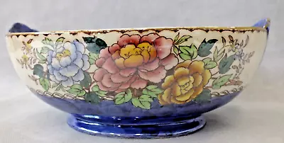 Buy Vintage Maling Pottery Oval  Bowl  Peony Rose  (Fram) • 9.99£