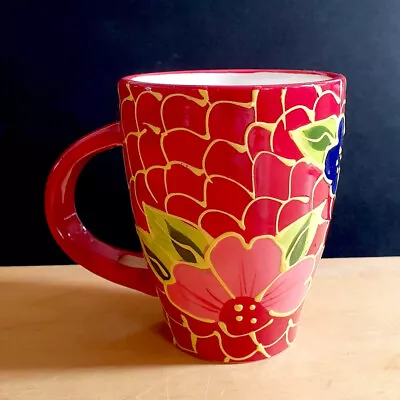 Buy Del Rio Salado Hand Painted Bright Floral Mug With Spoon Hole Made In Andalusia • 14£