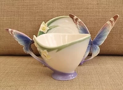 Buy German Porcelain Papillon Butterfly Cup And Saucer By Franz Porcelain Factory. • 40£