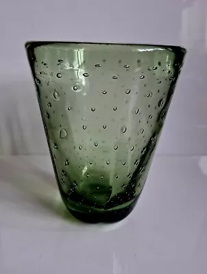 Buy Whitefriars Sea Green Lobed Controlled Bubble Glass Vase Pattern 9355 • 10£