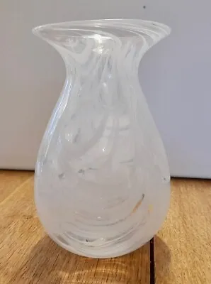 Buy Caithness Clear  White  Swirl Pattern Art Glass Posy Vase • 4.75£
