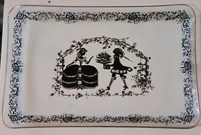 Buy Vintage Chance Glass Cake Serving Plate Black Silhouette Rococo Style • 8.50£