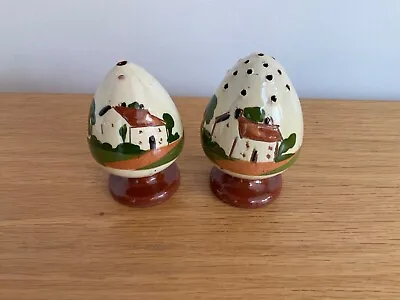 Buy Vintage Torquay Pottery Motto Ware Cottage Salt And Pepper Shakers • 15£