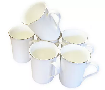 Buy SET OF 6 Fine Bone China Mugs With Gold Rim Gift Boxed • 29.99£