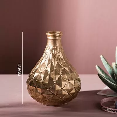 Buy Nordic Gold Glass Vase Flower Ornaments Dry Flower Bottle Modern Vase Desktop • 7.12£
