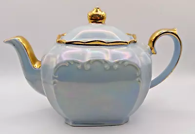 Buy Sadler Pottery Cube Teapot Lustre Blue Gold Gilded • 29.99£