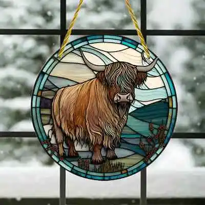 Buy Highland Cow Suncatcher Stained Glass Effect Home Decor - Choose Your Design • 6.95£