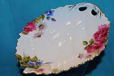 Buy Royal Crown Porcelain Of England Floral Pink Roses Daisy Serving Dish Gold Rim   • 9.47£