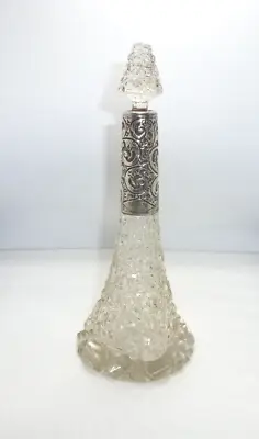 Buy Antique Sterling Silver Hobnail Cut Glass Perfume Scent Bottle Conical Tall • 29.99£