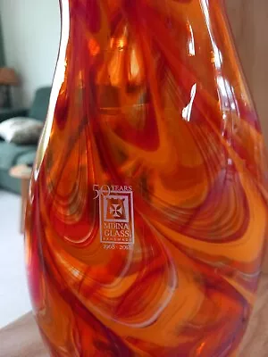 Buy Mdina Glass Vase In Shades Of Orange. 24cm High X13cm Wide. Brand New  • 20£