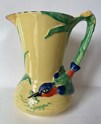 Buy Burleigh Ware Vintage Ceramic Jug 1930s Hand Painted Kingfisher & Flower Handle • 55£