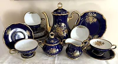 Buy Vintage Edelstein Bavaria Etch Cobalt Coffee Pot & Tea Set 21pcs For 6 Excellent • 462.17£
