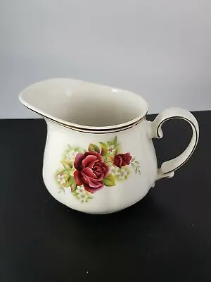 Buy Vintage Romanian Pottery Jug With Floral Rose Pattern Gold Trimmed • 16.99£
