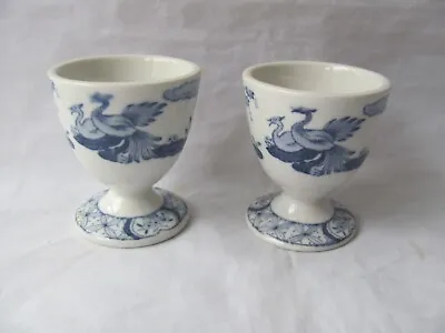 Buy PAIR Of Furnivals Old Chelsea  Blue And White Footed Egg Cups - Excellent • 7.50£