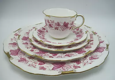 Buy Royal Crown Derby Maple Leaf Maroon 5 Piece Place Setting Plates Cup, Saucer • 49.21£