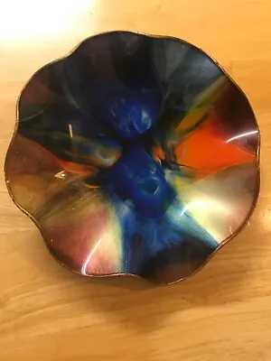 Buy Vintage 21cm Seetusse Glassware Mayfair Enamelled Art Tray Dish Bowl Retro Blue  • 10£