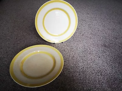 Buy A Pair Of T. G. Green Yellow Cornishware  10inch Dinner Plates, Shield Backstamp • 3£