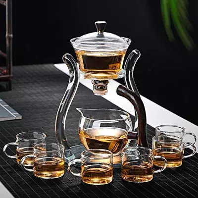 Buy Lazy Kungfu Glass Tea Set Semi Automatic Drip Rotating With Infuser Glass Teapot • 159.51£