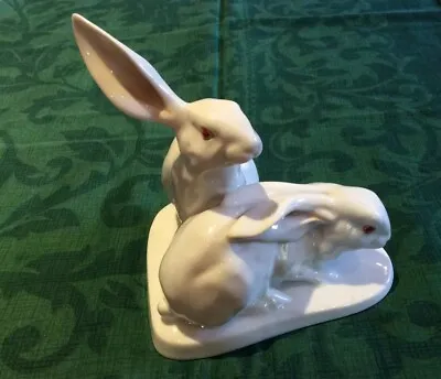 Buy Herend Pair Rabbits 14 Cms X 10 Cms No.5332  Perfect Condition Base Stamped • 75£