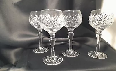 Buy Lovely Vintage Set Of 4 Thomas Webb Crystal Large Long Stem Wine Glasses • 30£
