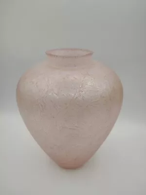 Buy VNTG Silvestri Mouth Blown Pink Crackle Textured Iridescent Art Glass Vase 11  • 47.39£