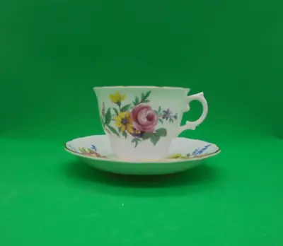 Buy Royal Vale Teacup & Saucer Pink Roses, Blue & Yellow Flowers #1853 Bone China • 14.47£