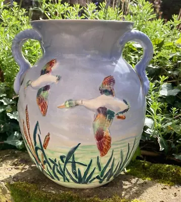 Buy Vintage Shorter Sons Majolica Flower Vase.Hand Painted Embossed Flying Ducks.529 • 19.95£