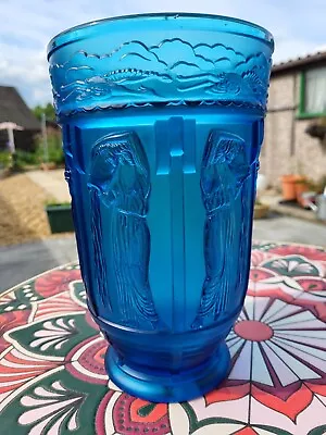 Buy Verlys Art Deco Bright Blue Glass Vase • 30£