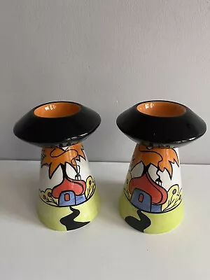Buy Lorna Bailey Rare Brampton Cottage Pair Small Candlesticks Old Ellgreave Pottery • 65£