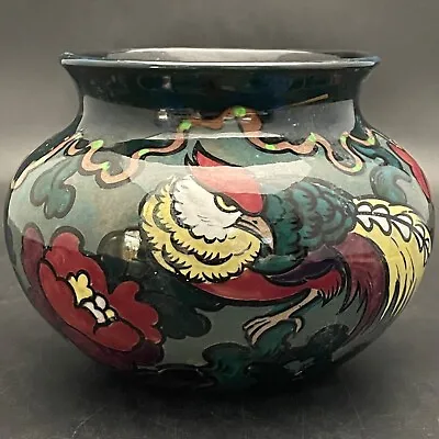 Buy Decoro Pottery Art Deco Peacock Vase Made In England 4.25  Tall X 5.75  Dia • 43.70£