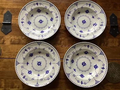 Buy 4 Masons Ironstone Blue Denmark Rimmed  Bowls Soup, Pasta-9  Or 23cm • 42£