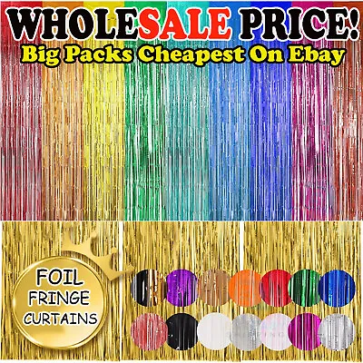 Buy 2m Wholesale Foil Fringe Tinsel Backdrop Curtain Door Birthday Party Decoration • 14.99£