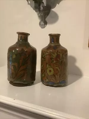 Buy Antique Rare  Pair  Iznik Bottle Flask Vase Persian Qatar Pottery • 64.20£