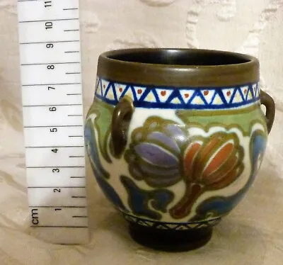 Buy Vintage Holland Antique Gouda Candia Pottery 3 Handle Bowl/Vase 1930's • 15£